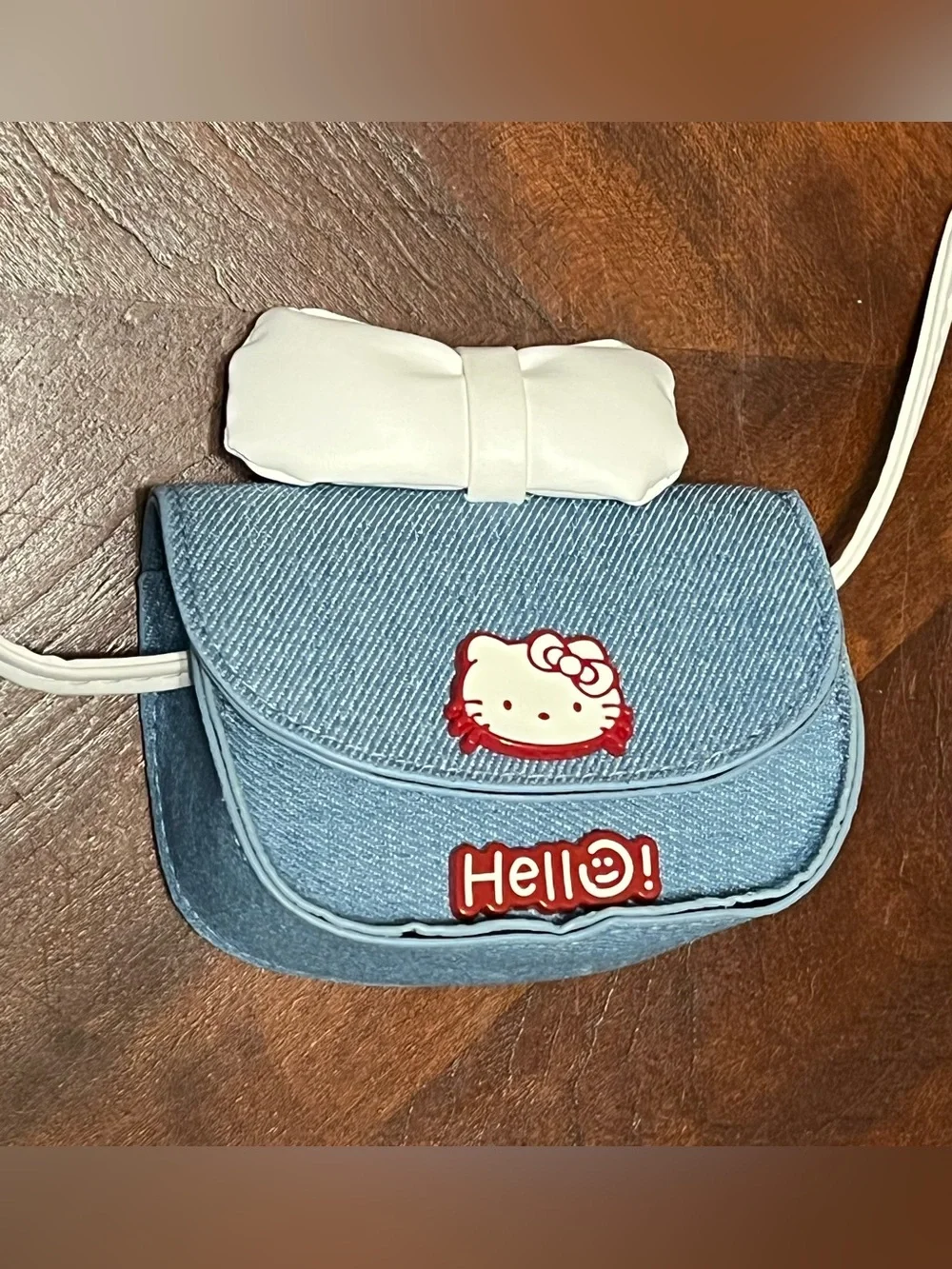 Hello Kitty Light Blue Kids Crossbody Bag with White Bow